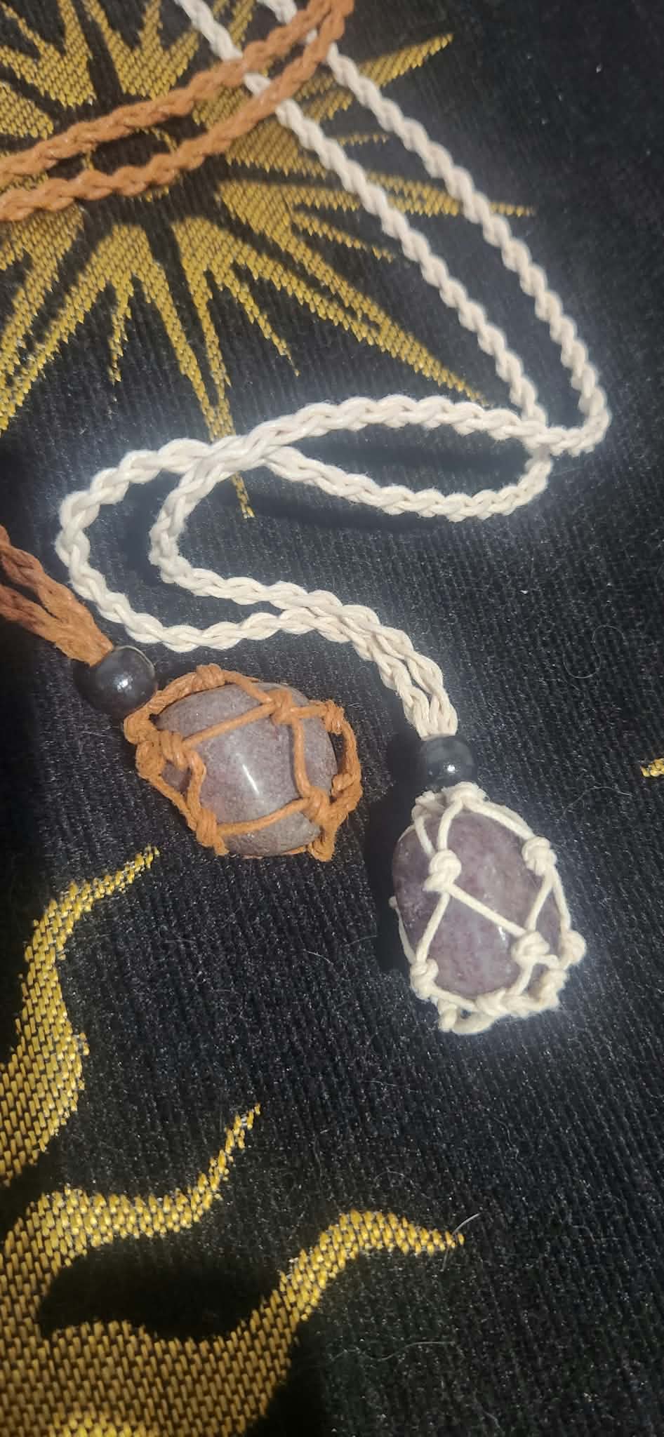 Rhodonite Macrame Rope Necklace