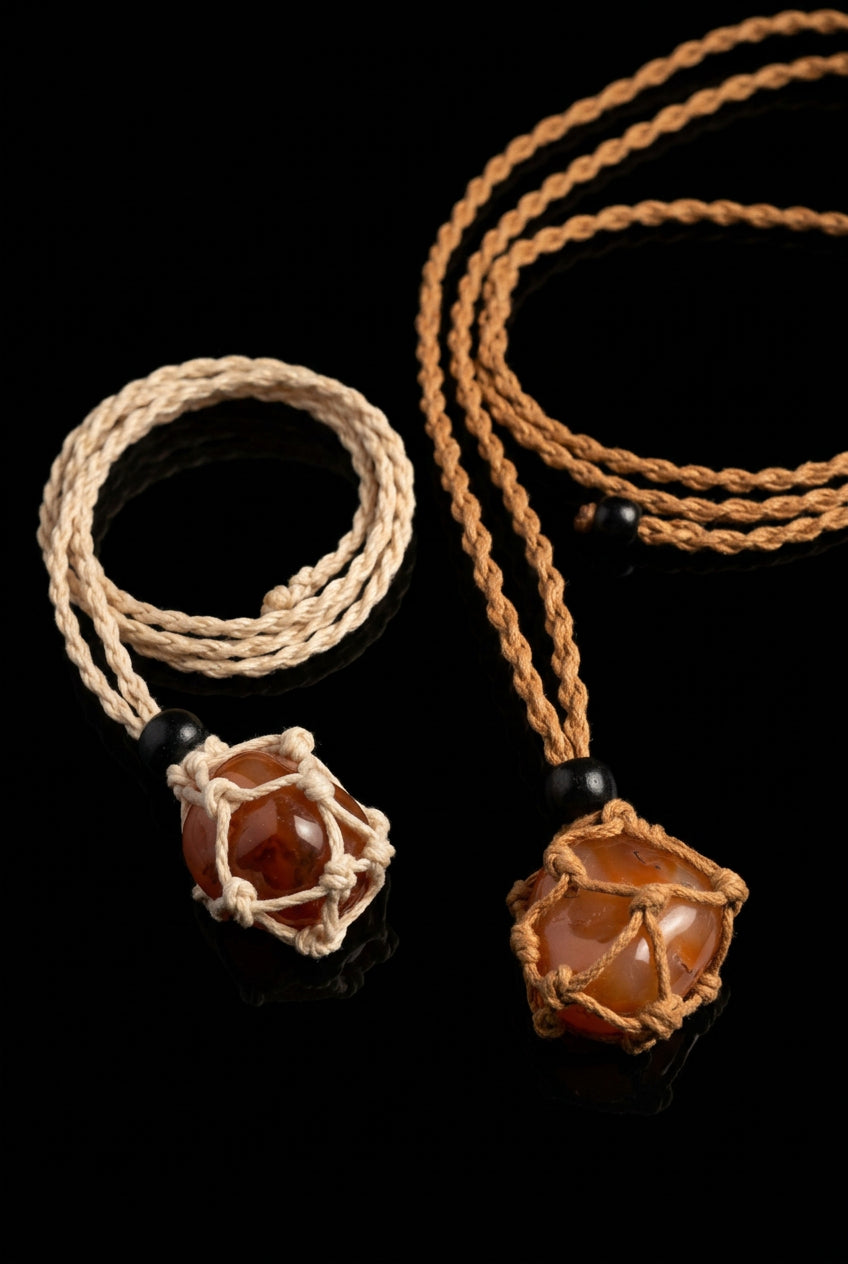 Carnelian Macrame Rope Necklace