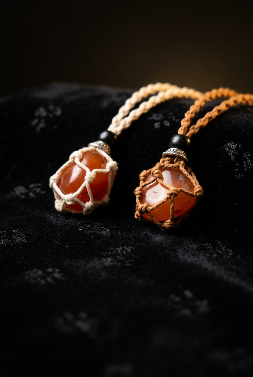 Carnelian Macrame Rope Necklace
